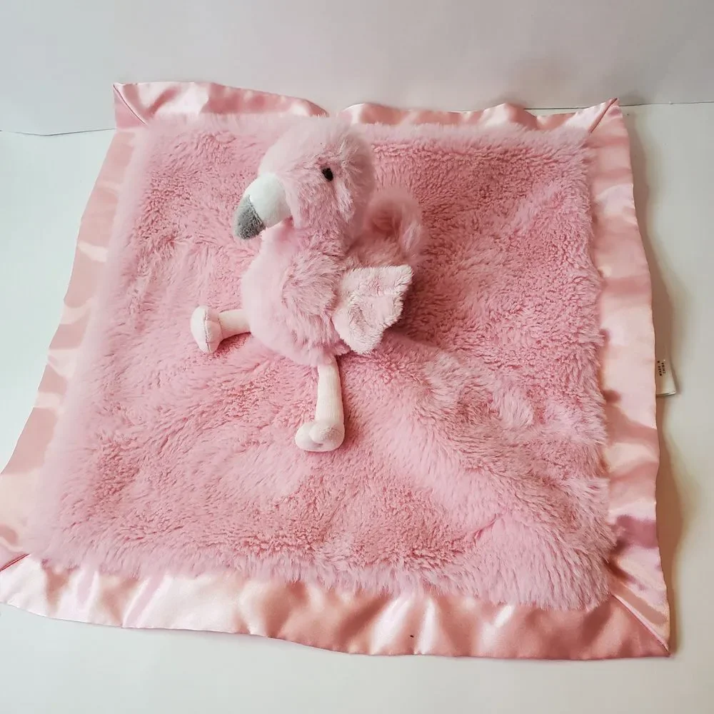 Cloud Island Lovey Plush Pink Flamingo Soft Security Baby Blanket Satin Trim 13
